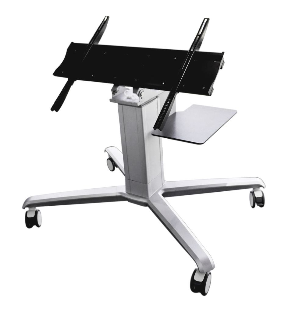 Aavara CDT860 Motorized ( with remote ) interactive white Board / touch desk trolley cart - 4 wheels with lock , support up to 65"/35Kg TV with 90 tilt ( as desk) , 500mm height adjustable , with modularized PC holder/ storage space and device supporter , ExperTorque technology + smart cable management , VESA mounting : 100x100mm upto 800x600mm