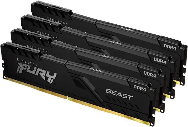 Kingston hyper-x Fury HX436C18FB4K4/64 / Fury beast KF436C18BBK4/64 , DDR4-3600 ( pc4-28800) , with asymmetrical heatsink , CL18 , 16Gb x 4 kit - support Intel XMP ( eXtreme Memory Profiles ) , 1.35v - 288pin - lifetime warranty