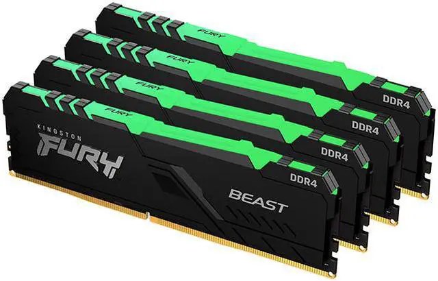 Kingston hyper-x RGB Fury HX436C18FB4AK4/64 / RGB Fury beast KF436C18BBAK4/64 , DDR4-3600 ( pc4-28800) , with asymmetrical heatsink , CL18 , 16Gb x 4 kit - support Intel XMP ( eXtreme Memory Profiles ) , 1.35 - 288pin - lifetime warranty