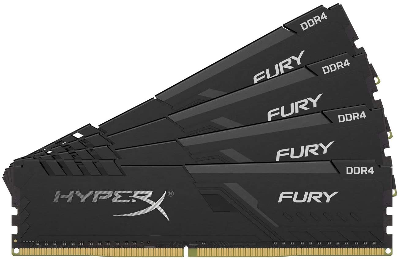 Kingston HX424C15FB3K4/128 DDR4-2400 ( pc4-19200) , hyper-x Fury with blacK asymmetrical heatsink , CL15 , 32Gb x 4 kit - support Intel XMP ( eXtreme Memory Profiles ) , 1.2v - 288pin - lifetime warranty