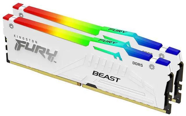 Kingston Fury Beast RGB - 32GB x2 (64GB) , DDR5-6000MT/s , CL36 , White