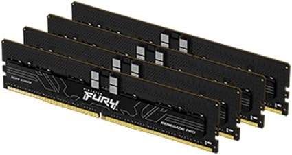 Kingston Fury Renegade Pro KF556R36RBK4-64 - 16Gb x4 Kit (64Gb) , DDR5-5600MT/s ECC-Registered 1Rx8 , CL36 , 1.25V , 288pin ; Black Heatsink , Intel XMP 3.0 , with built-in Power Management iC - limited lifetime warranty - Retail pack