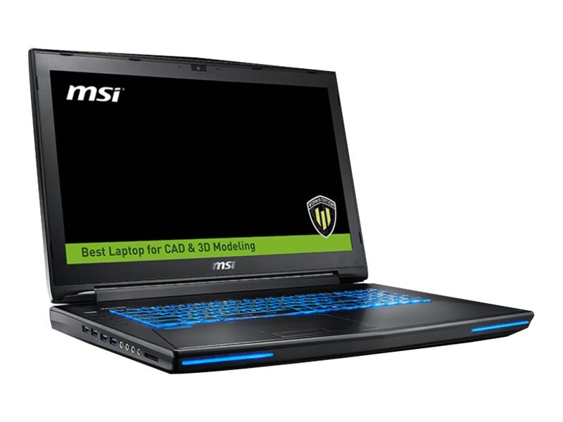 Msi WT72-6QK-464ZA workstation series - SteelSeries keyboard with programable multi color LED back light + FHD webcam ( 1080P @ 30FPS )- intel sKylake Core i7-6700HQ - Quad core+ hyper-threading ( 8-threads ) , 2.6Ghz upto 3.5Ghz turbo-boost ( with VT-x+ VT-d+ TSX+ TXT , 14nm , 34.1GB/sec memory bandwidth ; 6mb L2 cache ) , 32Gb ( 8Gx4 - 4 slots upto 64Gb ) 1.2v DDR4-2133 , Intel CM236 chipset with SBA+ RAiD+ RST enterprise+ SRT , nvidia Quadro M3000M discrete vga ( 1024x CUDA Cores , 64x TMU , 32x RoPs , 17.3 GPixel/s , 34.6 GTexel/s , 1106 GFLoPS , 4Gb 256bit DDR5 , 160Gb/sec memory bandwidth ) , support extra 3x disply with tripple output ( HDMi+ thunderbolt/miniDP + thunderbolt3/usb3.1 type-C ) , 17.3" FHD ( 1920x1080 ), 5x storage system - 4x nGff/M.2 ( 2x NVMe + 2x SATA mode ) + 1x 2.5" support raid 0/1/5/10 , 256Gb ( 2x 128 ) NVMe SSD in raid-0 (3300mb/sec ) + 1Tb/1000Gb 7200rpm hdd , blu-ray writer , built-in card reader ( SDHC/SDXC/MMC ) + 7.1 audio with woofer + intel gigabit lan + intel 8260 802.11ac (867mbps) + BlueTooth + 1x USB3.1 type-C(thunderbolt3) + 6x usb 3.0 , 9 cells battery ( 7800 mAh 87 Whrs ) , built-in numeric keypad - with windows 10 Professional - 3 years warranty
