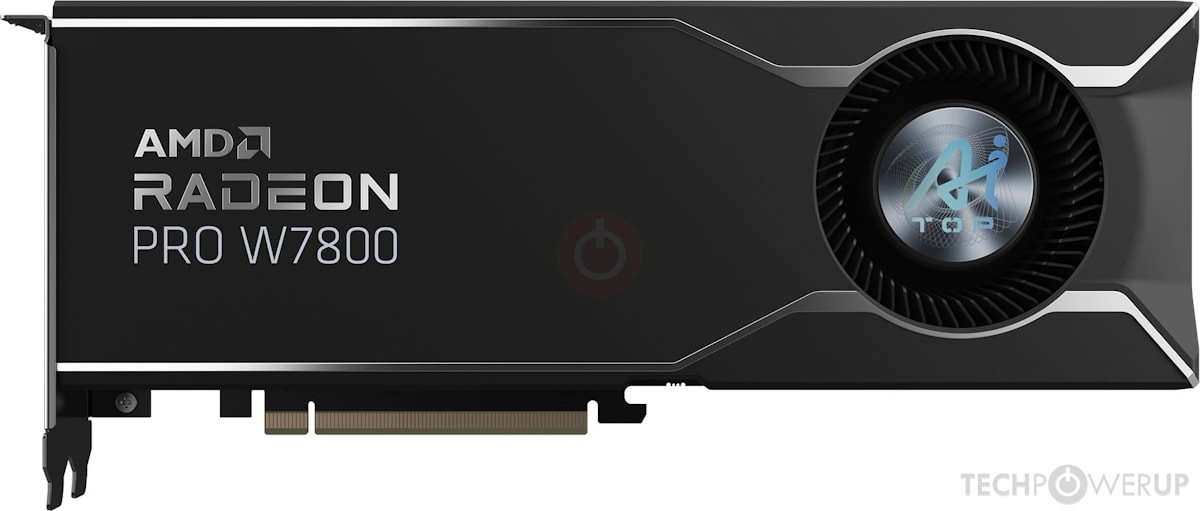 Gigabyte Radeon PRO W7800 AI TOP 32GB (W7800 AI TOP 32) Workstation GPU with AMD RDNA 3 architecture, 4480 stream processors, 70 Compute Units, 140 AI Accelerators, 70 Ray Accelerators, 32GB GDDR6 ECC (256-bit), Boost Clock 2525MHz, Base Clock 1895MHz, Memory Clock 18Gbps, PCIe 4.0 x16, 3x DisplayPort 2.1, 1x Mini DisplayPort 2.1, max resolution up to 12K @120Hz, supports 4 displays, Turbo blower-style cooling with vapor