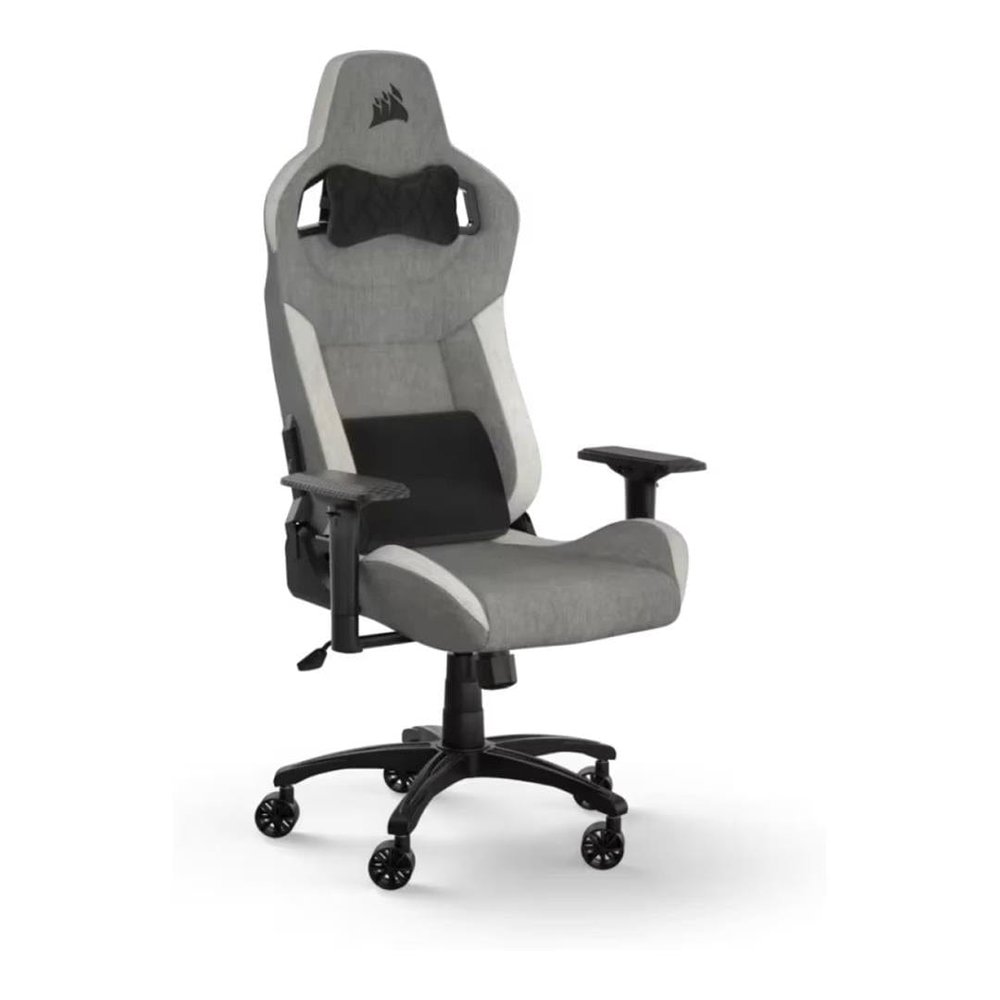 CORSAIR T3 RUSH Gaming Chair - Grey/White Premium Breathable Fabric – up to 120kg – 4D Adjustable Armrests .