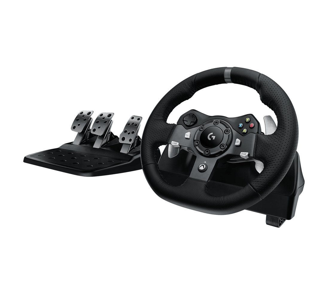 Logitech 941-000123 / 941-000124 G920 racing wheel for PC or XBOX ONE , dual-motor force feedback , solid steel ball bearings + stainless steel paddle shifters and pedals , Helical gears with anti-backlash , responsive floor pedal unit - usb