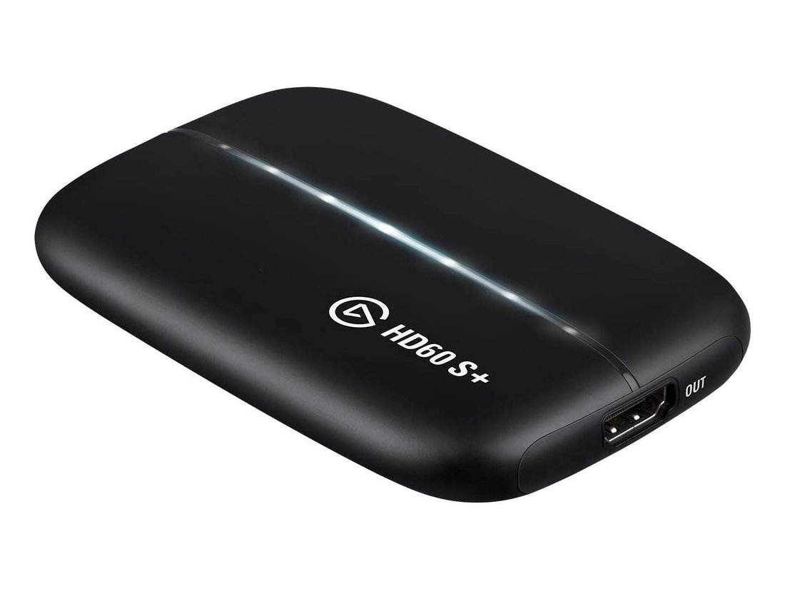 Corsair / elgato 10GAP9901 HD60 S Plus 4K - external game capture for instant streaming or recording , with SD card reader for standalone recording , onboard HEVC hardware encoding to reduce CPU usage , capture upto 2160P @ 60FPS ( with 4K passthrough to screen/TV ) , upto 40Mbps capture bitrate, PS4/XBoX one/Nintendo switch HDMi input + HDMi out + 2x usb3 type-C