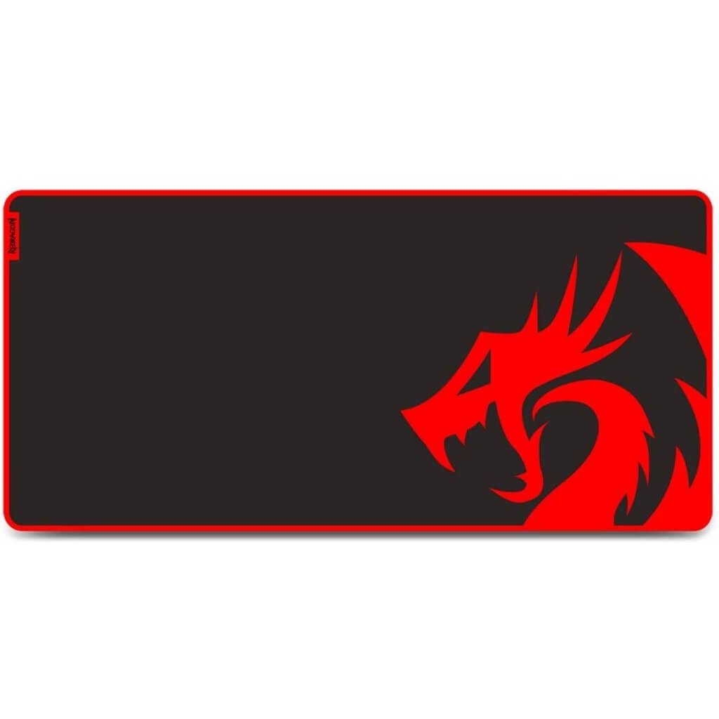 Redragon P006 kunlun large gaming desk mat Black + Red - high density silk with rubber base , water resistant , anti-fray stitching , 880x420x4mm