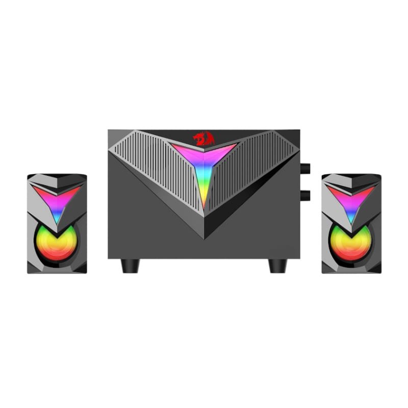 Redragon GS700 toccata RGB gaming gaming speakers Black - with 2.1 channel stereo , RGB lighting , built-in volume + bass adjustment with on/off , 11w (2x3w + 1x5w) - 3.5mm (audio) + USB (power)