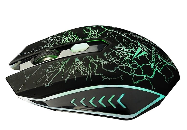 Alcatroz X-Craft Classic Gaming Mouse - Electro 4-Button + 2-way Click Scroll Gaming Mouse, World's most durable Huano 5 Million click switches, 7-colours light FX-Effects, 2400CPI, 1.4m Durable Cable Length