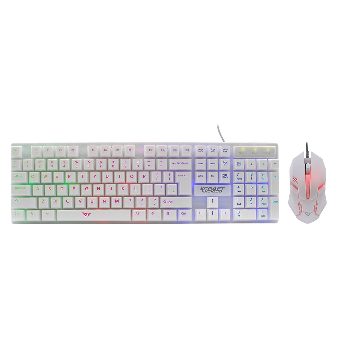 Alcatroz X-Craft XC 1000 Gaming USB Wired Keyboard and Mouse - White