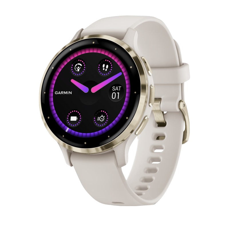 Garmin Venu 3S, GPS, Wi-Fi, Ivory + Soft Gold