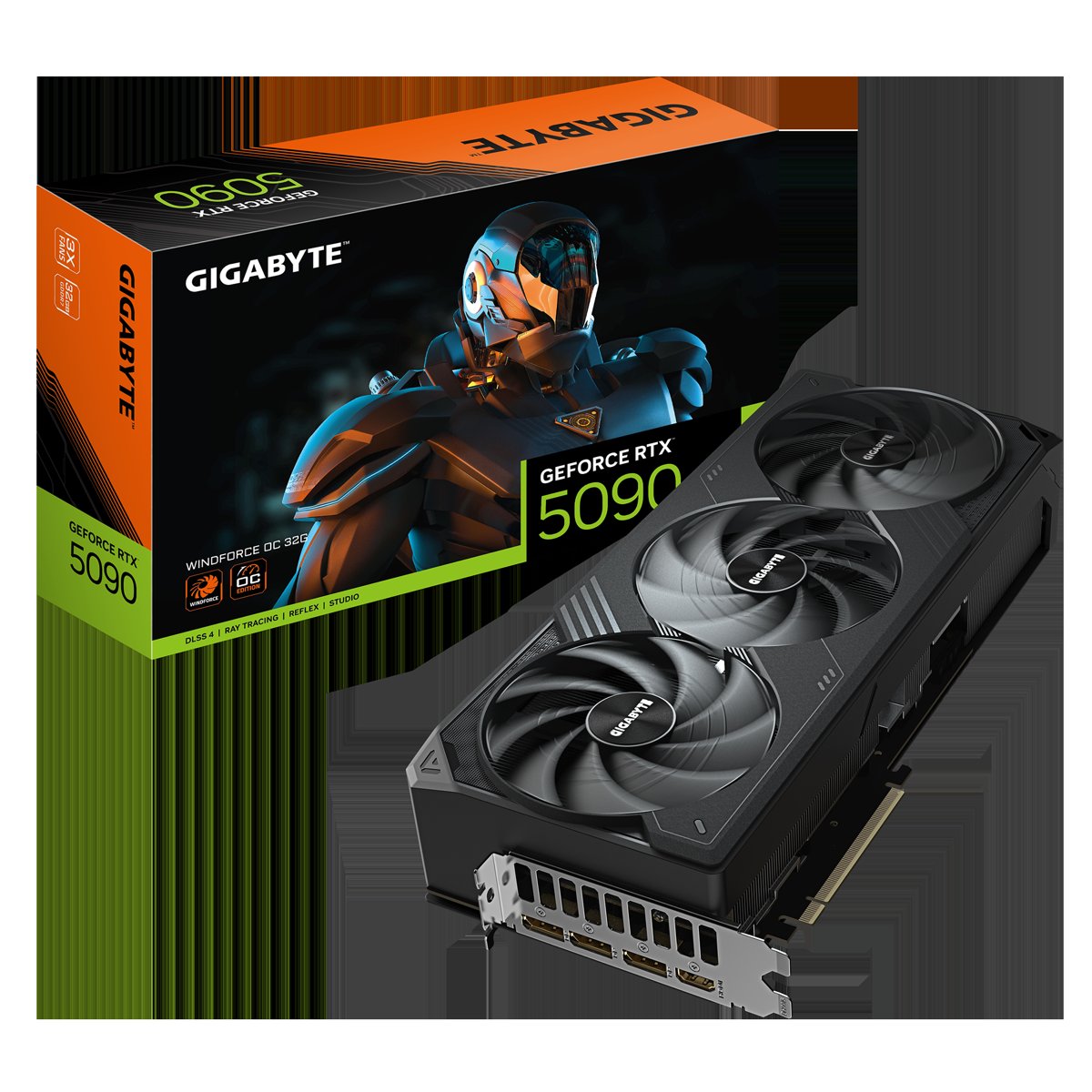 GIGABYTE nVidia GeForce RTX 5090 WINDFORCE OC - 32GB GDDR7; 512-Bit Memory Bus; 1x HDMI; 3x DisplayPort; Min 1000W PSU. .