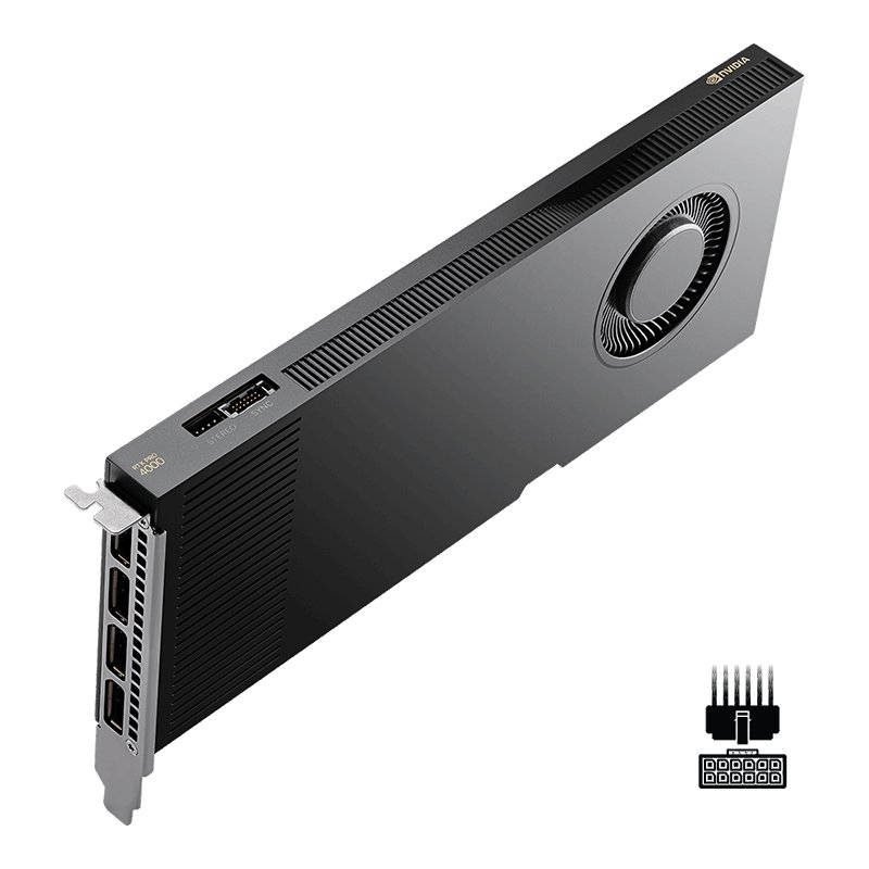 PNY NVIDIA RTX PRO 4000 Blackwell PCI-Express x16 Gen 5.0; 24 GB GDDR7 ECC 192-bit; 672 GB/s 140W; 4x DP 2.1b; Single Slot. 140W