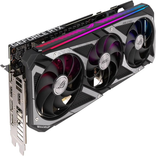 AsusROGStrixGeForceRTX30508GBGDDR6:NVIDIAAmperearchitecture,2560CUDAcores,8GBGDDR6memory,128-bitmemorybus,baseclock1777MHz,boostclock1807MHz(OCmode),2.7-slotdesign,Axial-techfans,1xHDMI2.1,3xDisplayPort1.4a,AURASYNCRGB,recommendedPSU450W.