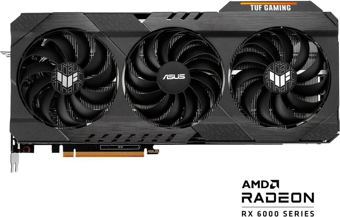 ASUS TUF Gaming RX 6900 XT OC 16GB (90YV0GE0-M0NM00) Desktop GPU with AMD RDNA 2 architecture, 5120 stream processors, 16GB GDDR6 (256-bit), Boost Clock up to 2340MHz (OC mode), Game Clock up to 2090MHz, Memory Clock 16Gbps, PCIe 4.0 x16, 3x DisplayPort