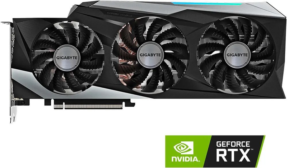 Gigabyte GV-N3080GAMING OC-12GD - rtx3080 Gaming Oc - with Fusion2.0 RGB Lighting , Windforce 3X , 2 slots required , 3x fans (2x90mm + 1x80mm unique blade stack fans ) with alternate spinning for max-covered cooling , back-sided heatsink + 7x 10mm copper heatpipes with DTH copper heatpipes , 8nm , Pci-E 4.0 16x , 12Gb 384bit DDR6X (912Gb/sec memory transfer ) , RoPs : 112 , 8960 cuda cores , Tensor / RT cores : 280/75 with 8.75mb L1 + 5mb L2 cache , 192 GPexels/Sec , 479 GTexels/Sec , 30640 GFLoPS , 280x TMUs , core clock : 1710/1755mhz ; memory : 19000mhz , 3x DP+ 2x HDMi - require 2x8pin power connector