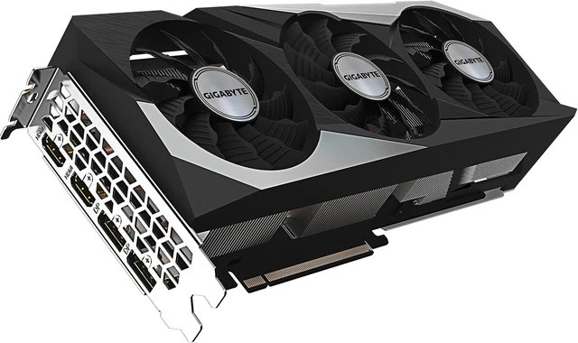Gigabyte GV-R68GAMING OC-16GD rX-6800 Gaming Oc - RDNA2 architecture with hardware raytracing , 3 slots required , with Fusion2.0 RGB Lighting , Windforce 3X , 3x 80mm fans with alternate spinning fans for better heat dissipation , back-sided heatsink + 5x 10mm copper heatpipes with DTH (Direct Touch Heatpipes) , 7nm , Pci-E 4.0 16x , 16Gb 256bit GDDR6 ( 512Gb/sec memory transfer ) , 96RoPs ; 16170 GigaFLoPs, 202 GPexels/Sec , 505GT/s texture fill rate , 3840 stream processors , 240x texture unit , 60x RT cores with 4mb L2 + 128mb L3 cache , core clock : 1815/2155 mhz ; memory : 16000mhz , 2xHDMi+ 2x DisplayPort 1.4 - require 2x8pin power connector