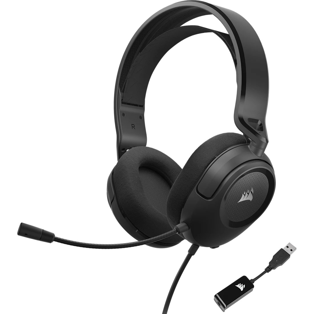 Corsair HS35 Surround v2 Carbon Gaming Headset; Universal 3.5mm connectivity; Dolby Audio® 7.1 Surround Sound via USB
