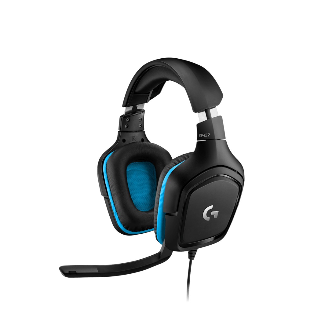 Logitech G432 Wired USB Gaming Headset Black - with adjustable flip-to-mute unidirectional mic , DTS 7.1 surround sound , on-ear controls ( volume roller ) , adjustable headband , swivel leatherette earcups , 50mm neodymium drivers , 2.0m cable - USB+3.5mm