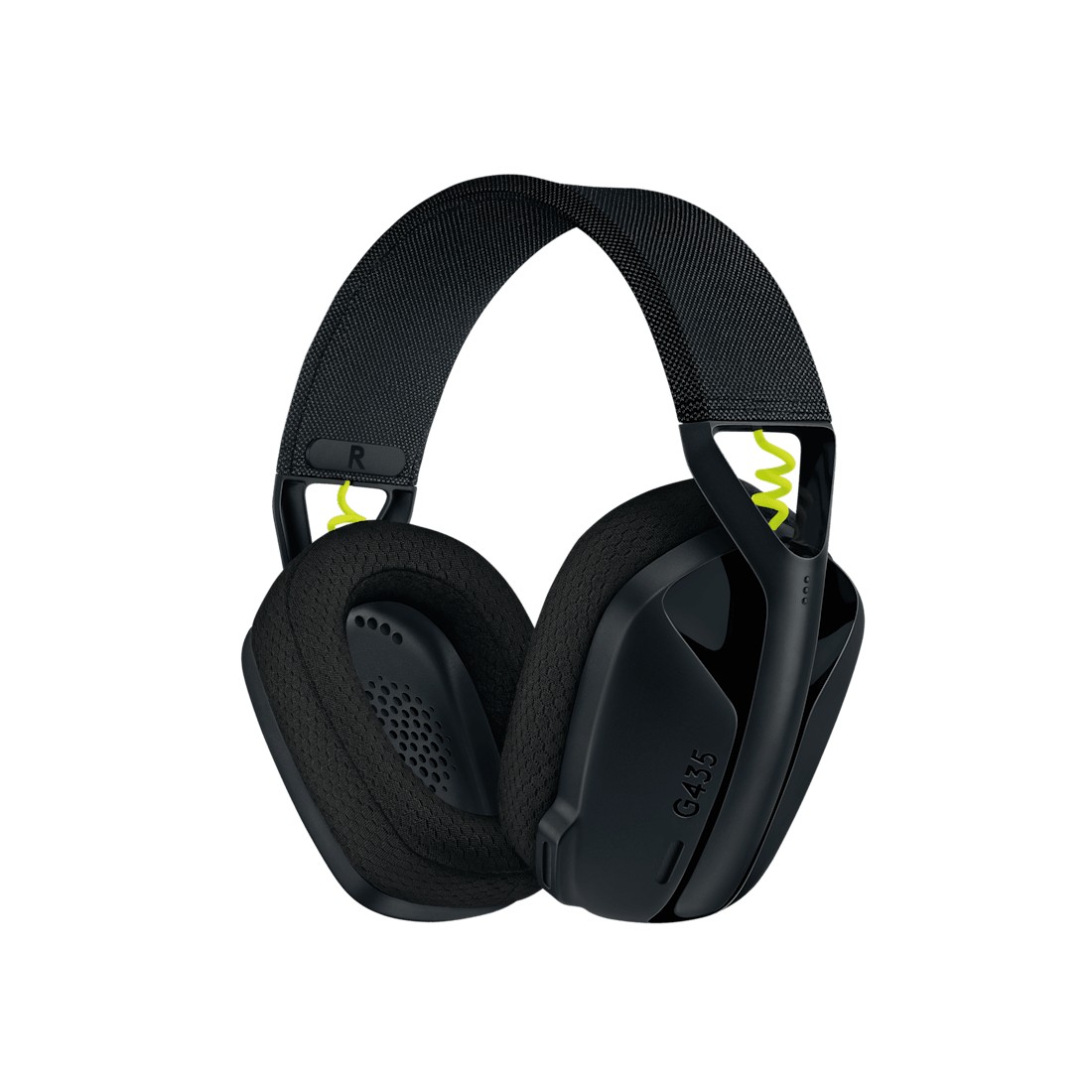Logitech G435 Wireless + Bluetooth Gaming Headset Black - with built-in dual beamforming mic , Dolby Atmos support , on-ear controls ( volume + mute ) , adjustable headband , fabric sound isolating memory foam earcups , 40mm neodymium drivers , built-in rechargeable Li-Ion battery with USB-C charging , 1.8m cable - Wireless + Bluetooth (no adapter included) + USB