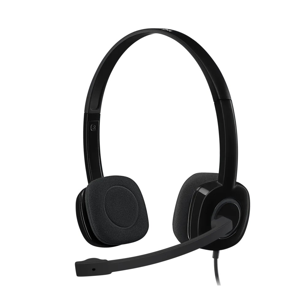 Logitech H151 Stereo Headset Black - with 180 adjustable bidirectional mic , in-line controls ( volume + mute ) , adjustable headband , 1.8m cable - 3.5mm