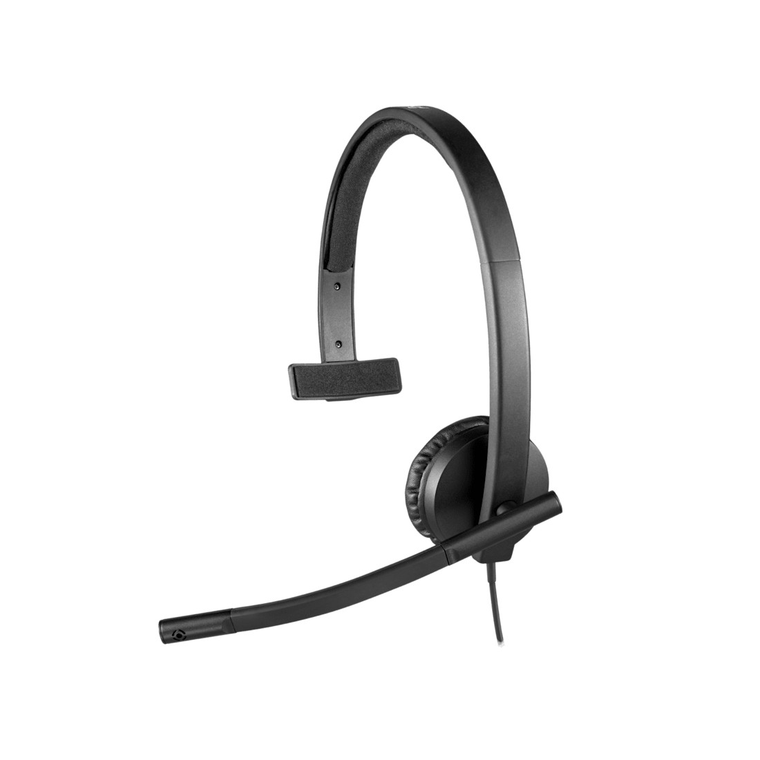 Logitech H570E USB Mono Headset Black - with adjustable noise canceling bidirectional ECM mic , in-line controls ( answer/end call + volume + mute ) , adjustable headband , leatherette ear cups , 30mm driver , 1.9m cable - USB