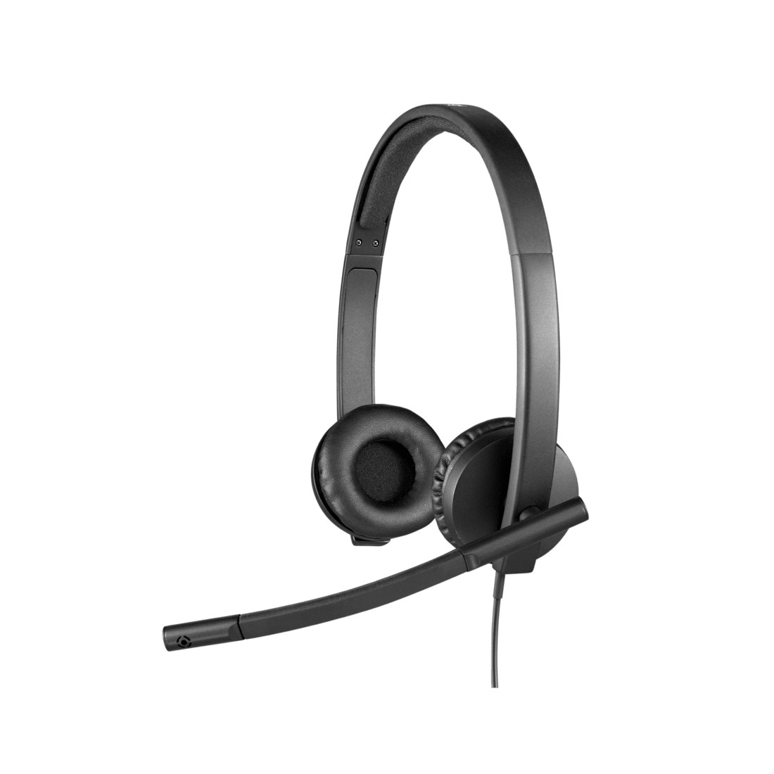 Logitech H570E USB Stereo Headset Black - with adjustable noise canceling bidirectional ECM mic , in-line controls ( answer/end call + volume + mute ) , adjustable headband , leatherette ear cups , 30mm drivers , 1.9m cable - USB