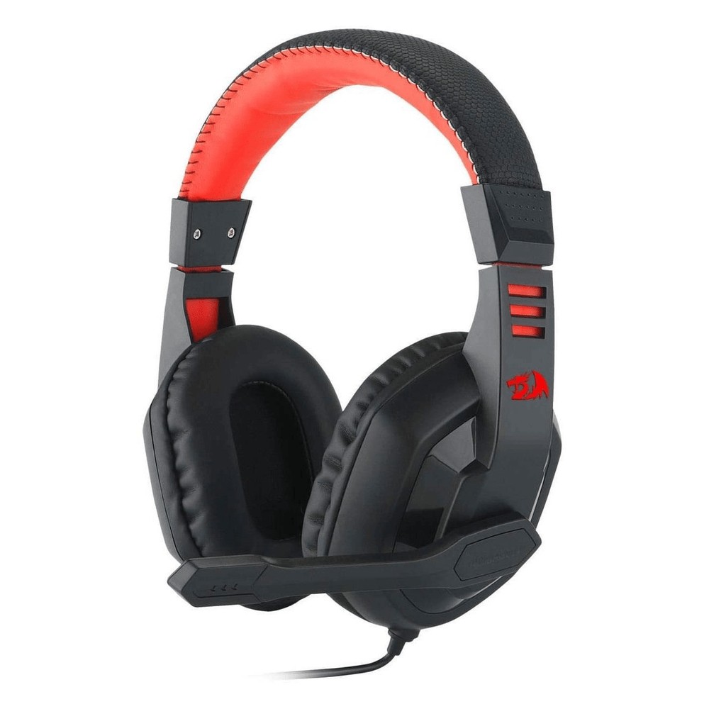 Redragon H120 ares gaming headset Black - with omni directional noise cancelling mic , in-line volume controls , 2x connection modes (3.5mm combo / 3.5mm split) , 40mm drivers , adjustable headband , memory foam leatherette earcups - 3.5mm (audio) + USB (power)