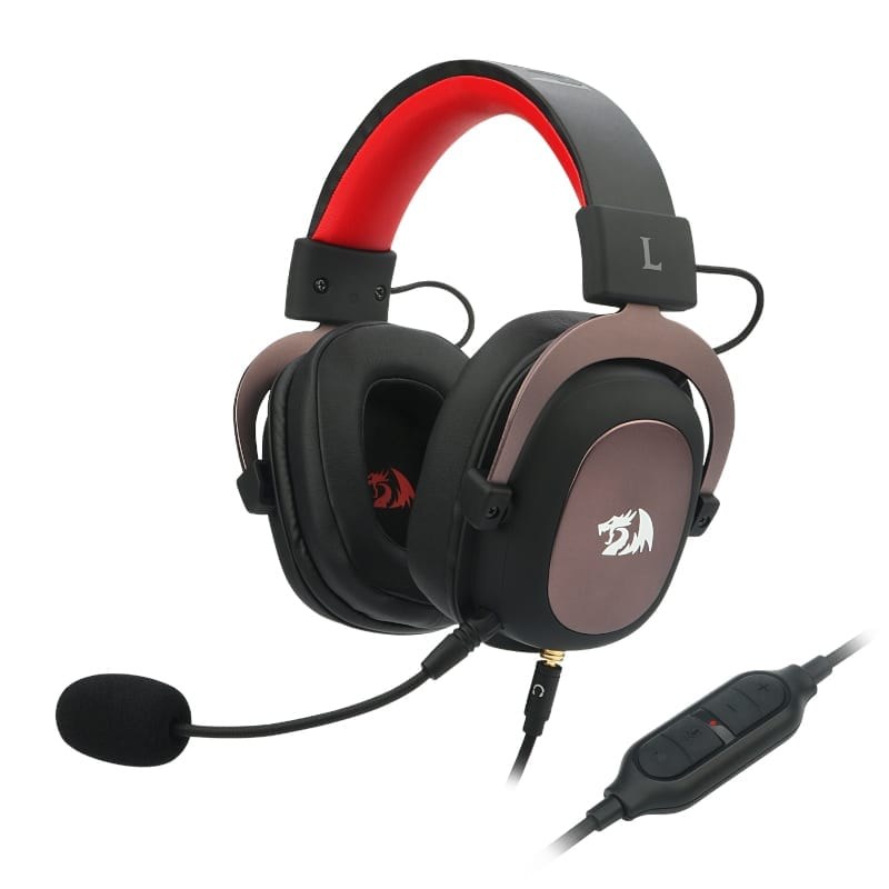 Redragon H510 zeus 2 gaming headset Black - with detachable omni directional noise cancelling mic , 7.1 surround sound , in-line controls ( volume + mute ) via USB , 3x connection modes (USB / 3.5mm combo / 3.5mm split) , 50mm drivers , aluminum fork with adjustable steel headband , memory foam fabric earcups - usb / 3.5mm