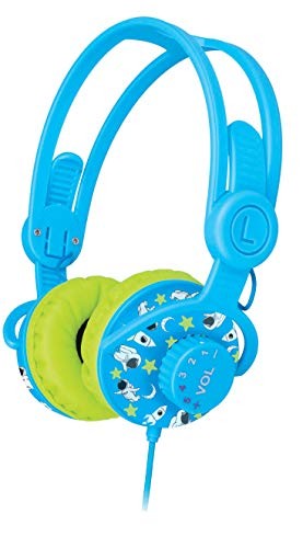 SonicGear Kinder 2 Child-Safe Stereo Headphones - Blue/Green, Child-safe stereo headphones with an 85 dB max volume limit. Features: Child-safe stereo headphones, Quality performance built for kids, Custom audio jack to support additional headphone – a male 3.5mm + a female 3.5mm jack, 85 dB max volume limit for child’s safety, Volume control monitoring, Volume kids control knob on ear cup, Hypoallergenic ear cushions