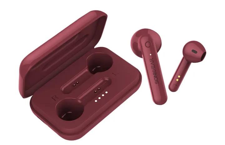 SonicGear Earpump TWS 3+ Bluetooth Earphones - Red Powerful Bass, Clear Voice, Bluetooth 5.0, Ergonomic in Ear Design, Support Intelligent Voice Assistant, Touch Control Specifications: Driver Size: 2 x 10mm, Driver Sensitivity at 1KH/1mW: 96±3dB, Frequency Response: 20Hz-20KHz , Maximum Input Power: 10mW, Impedance: 16ohms ±5%, Bluetooth Version: 5.0, Wireless Effective Distance: Up to 10m, Battery Type: Lithium-ion Battery (30mAh/3.7V), Charging Time: 1 Hour for Earphone, 2 Hours for Charging Box from Empty, Music Playtime from Bluetooth: Up to 6 Hours @ 50% Volume, 6 Hours Playback for Earbud + 18 Hours for Battery Case