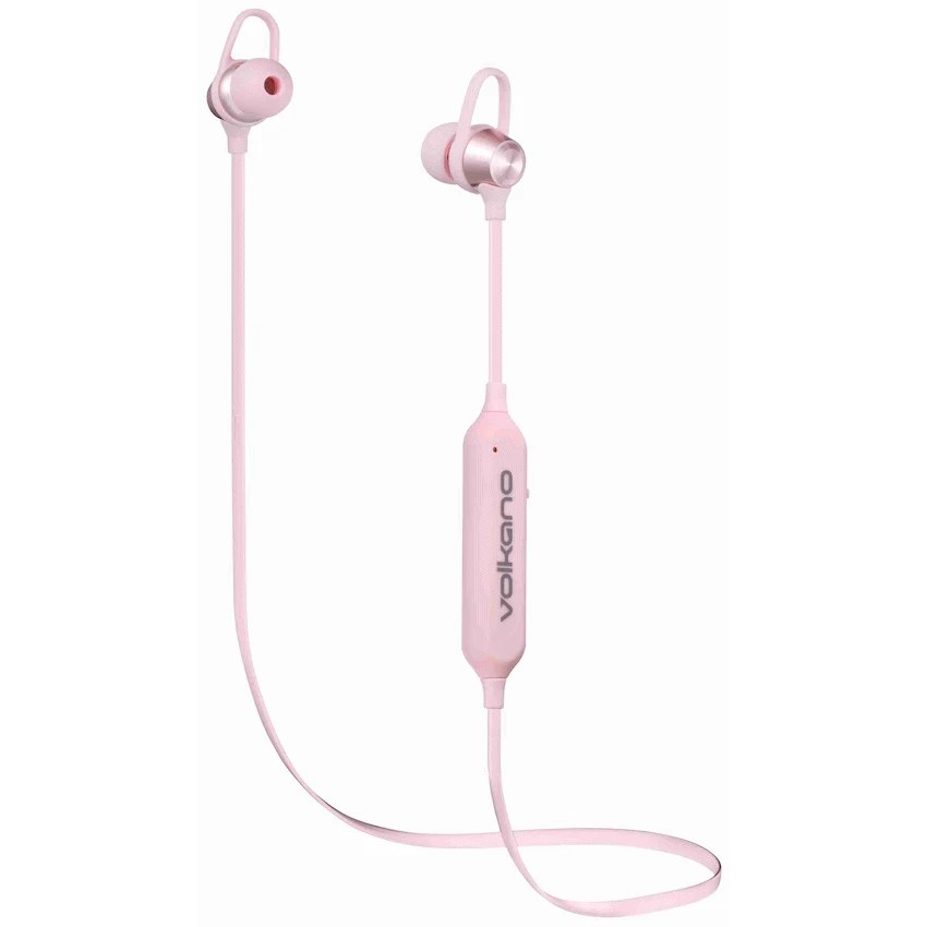 Volkano Rush 2.0 Series Bluetooth Earphones Pink With Mic And Carry Case