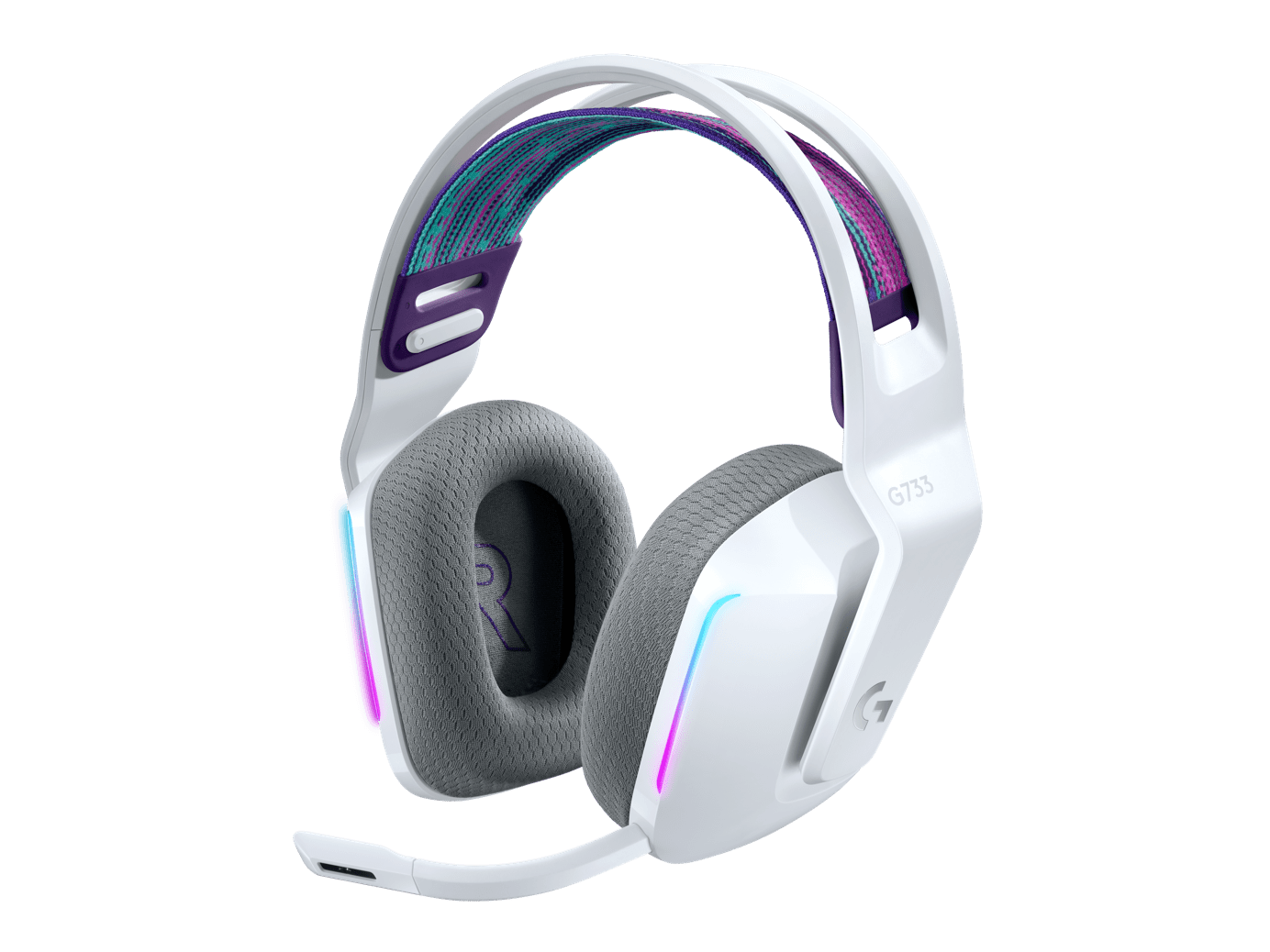 Logitech Wireless Gaming Headset with LIGHTSYNC RGB | 2.4GHZ Detachable Mic - White|USB-A LIGHTSPEED Wireless Receiver | Wired USB-A US