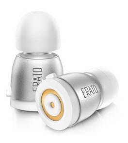 Erato Wireless Apollo 7S White+Silver in-ear earphone+mic - Qualcomm aptX certified , iPX5 water and sweat proof , built-in MEMS mic with noise reduction , 5.8mm graphene driver , 4g ultra light weight , single-touch multifunction control button , 3Hr play time / 4Hr talk time , 2x 50mAh battery + 300mAh charging case upto 15Hr on the go