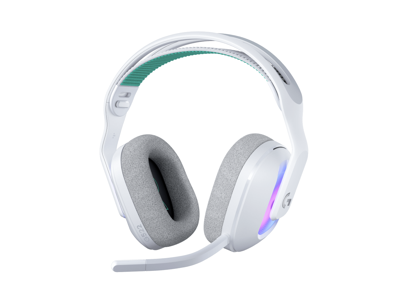 Logitech G522 Wireless + Bluetooth Gaming Headset White - with detachable 48Khz broadcast quality omnidirectional mic , 8-zone 16.8M color Lightsync RGB , on-ear controls ( volume + mute ) , adjustable headband , dual-layer memory foam earcups , 40mm Pro-G drivers , built-in rechargeable Li-Ion battery with USB-C charging , 2.0m cable - Wireless + Bluetooth (no adapter included) + USB