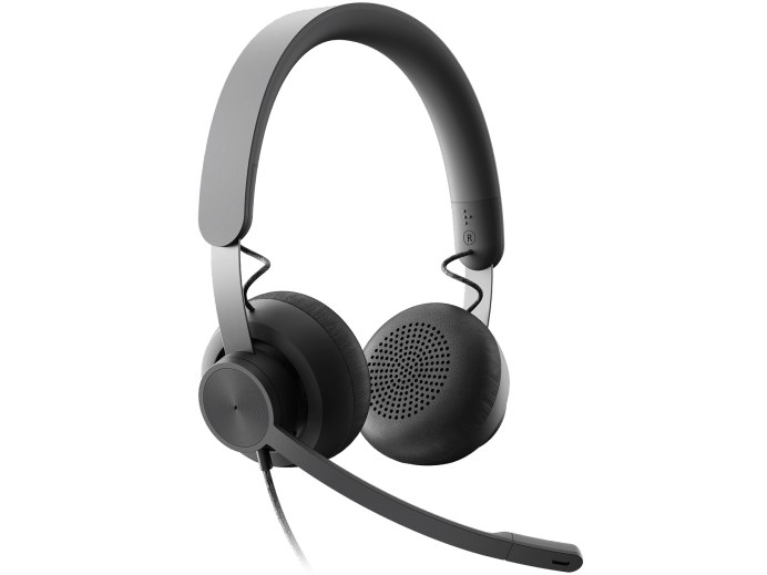 Logitech Zone USB Stereo Headset Black - with adjustable noise canceling unidirectional + omnidirectional mic , in-line controls ( answer/end call/Microsoft Teams + play/pause + volume + mute ) , adjustable stainless steel headband with silicone cushion , memory foam earcups , 40mm drivers , travel bag , 1.9m cable - USB type-A / USB type-C
