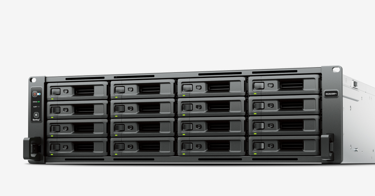 Synology RS2825RP+ 16 Bay RackStation (Expandable to 28 bay) - AMD Ryzen V1780B 4C CPU 8GB DDR4 ECC UDIMM (2 DIMM slots)