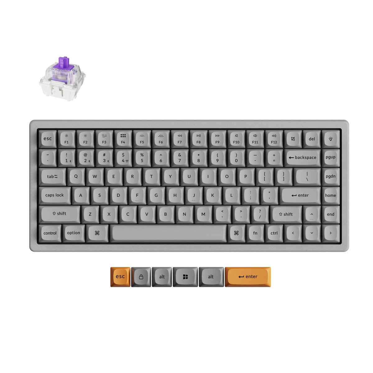 Keychron K2 HE 75% Magnetic Switch Hot-Swap Gateron Dbl-Rail Nebula Switch RGB Wireless Keyboard - Concrete Edition