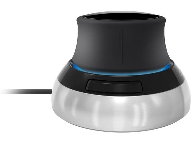 3dconnexion Space Mouse Compact - 3d input device for 3d application with push+pull+twist+tilt , pan+zoom+rotate the 3d model , 2 programmable buttons , 3.03"x3.03"x2.13" - also support linux + mac / supports only noncommercial use