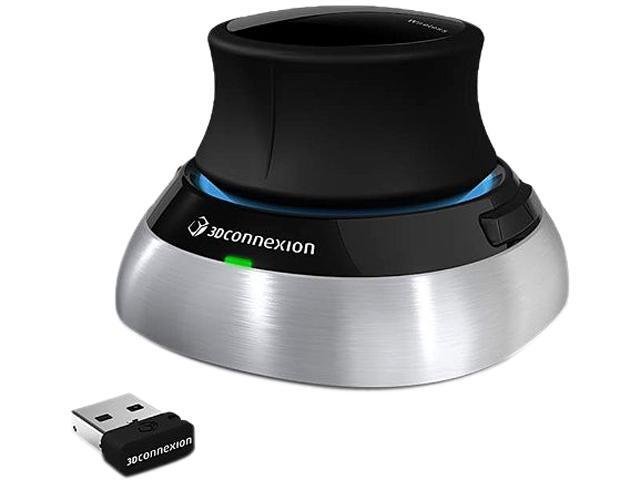 3dconnexion Space Mouse Wireless - built-in rechargeable battery , micro-usb receiver , portable 3d mouse/input device for 3d application , pan+zoom+rotate the 3d model , 2 programmable buttons , 78x78x54mm - also support linux + mac