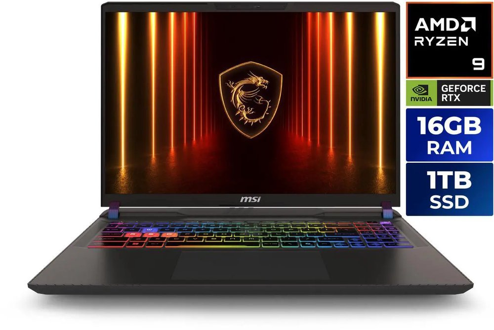 MSI Vector A16|AMD Ryzen 9 8940HX|Cosmos Gray|16''QHD| RTX 5080|DDR5 16GB x2|1TB SSD|2yr Wty|WinH11