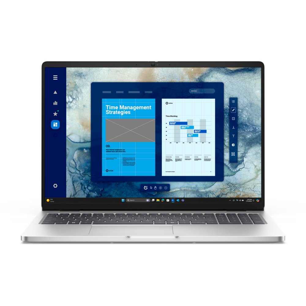 Dell Pro 16 (PC16250), Silver, 16", Non-Touch, FHD+, 300 nit, 45% NTSC, Anti-Glare, FHD+IR Cam, Intel(R) Core(TM) Ultra 5 235U vPro(R) (12 TOPS NPU, 12 cores, up to 4.9 GHz) Intel vPro Enterprise, 32 GB: 1 x 32 GB, DDR5, 5600 MT/s 2 x Slots MAX 64GB, 512 GB SSD M.2 2230 PCIe Gen4, RJ45 Included, Windows 11 Pro, Intel® Wi-Fi 6E (6 where 6E unavailable) AX211, 2x2, 802.11ax, Bluetooth® 5.3 wireless card, Fingerprint Reader, Control Vault 3+; Facial Recognition, English US backlit Copilot key keyboard with numeric keypad , 1 x USB Type-C Thunderbolt 4.0 with Power Delivery 3.1 & DisplayPort 2.1; 1x USB Type-C with Power Delivery 3.1 & DisplayPort 2.0; 4.5mm barrel power delivery; 2 x USB 3.2 Gen 1 Type-A (1 with PowerShare); 1x HDMI 2.1; 1x RJ-45 (1 GbE); 1x Universal Audio Jack; 1x Wedge-Shaped Lock slot, Integrated Intel® graphics, Dell SupportAssist OS Recovery Tool; Dell Optimizer; Dell Power Manager; SupportAssist, TPM 2.0 FIPS-140-2 Certified, 3-cell, 55 Wh, ExpressCharge Capable, ExpressCharge Boost Capable, 3 Year ProSupport , NO WWAN, FHD HDR + IR Camera, Facial Recognition, TNR, Camera Shutter, Microphone, Dell Pro 16 PC16250, 65W Adapter, Type-C; E4 Power Cord 1M with red top plug for South Africa
