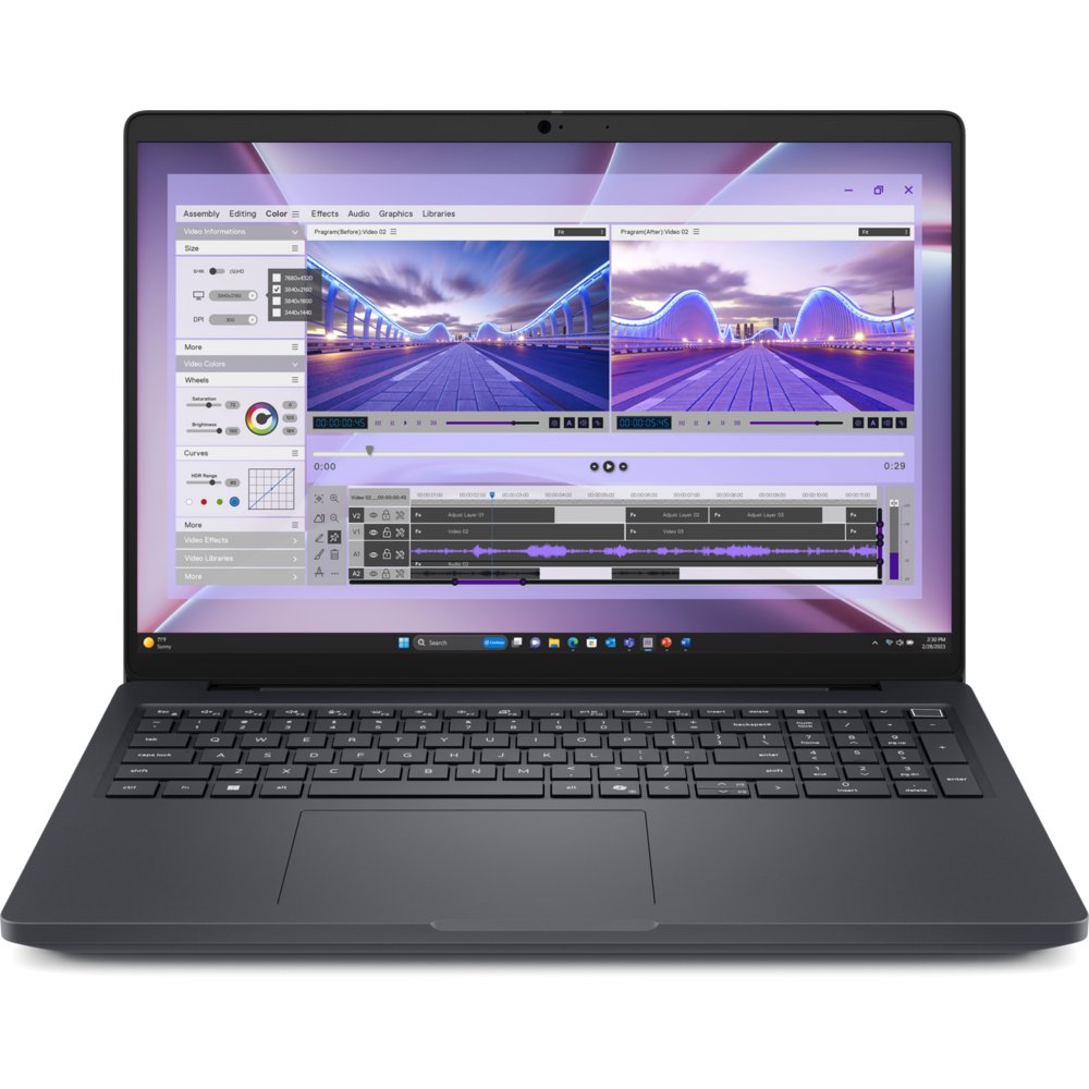Dell Pro Max 16 (MC16250), Magnetite, 16" FHD+ LCD with 300 nits, Non-touch, FHD HDR IR Camera, Microphone, WLAN, Intel Core Ultra 7 255H (24MB, 16 cores, 16 threads, up to 5.10 GHz Turbo, 45W), 16GB: 2x8GB, DDR5, 5600 MT/s, SoDIMM, Dual Channel, non-ECC, 512GB, M.2 2230, Gen4 PCIe NVMe, SSD, Optical Drive Not Included, Windows 11 Pro, Intel Wi-Fi 7 BE201, Bluetooth 5.4 wireless card, Palmrest with Finger Print Reader + Control Vaul 3+, English International backlit Copilot key keyboard with numeric keypad, 2 Thunderbolt™ 4 (40 Gbps) ports with Power Delivery and DisplayPort™ USB 3.2 Gen 1 (5 Gbps) port with PowerShare USB 3.2 Gen 1 (5 Gbps) port HDMI 2.1 port RJ45 (1 Gbps) Ethernet port Global headset port, NVIDIA RTX PRO 500 Blackwell 6GB GDDR7, Dell Power Manager; Dell SupportAssist OS Recovery Tool; Dell Optimizer for Precision, Trusted Platform Module (TPM) 2.0, 6 cell, 96Whr, ExpressCharge(TM) Capable, standard battery, 3 Year ProSupport , No WWAN, 1080p at 30 fps widescreen FHD+ RGB HDR + IR camera, Dual-array microphones, TNR, 130W AC adapter, USB Type C,