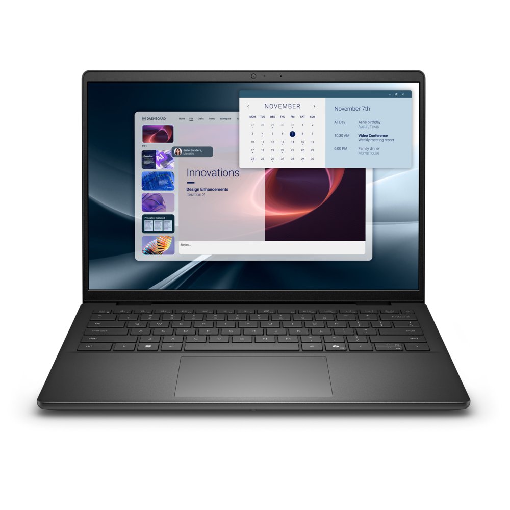Dell Pro 14 Essential PV14255, Carbon Black (Plastic), 14.0-inch FHD+ (1920x1200) Anti-Glare Non-Touch 300nits WVA/IPS Display, AMD Ryzen™ AI 7 350 Processor (50 TOPS NPU, 4 cores, up to 4.5 Ghz), 16GB, 1x16GB, DDR5, 5600MT/s, 1TB M.2 PCIe NVMe Solid State Drive, No Optical Drive, Windows 11 Home, Realtek Wi-Fi 6 RTL8852BE, 2x2, 802.11ax, MU-MIMO, Bluetooth® wireless card, Carbon Black Power Button with Fingerprint Reader, Carbon Black English International backlit Copilot key keyboard, no numeric keypad, Integrated Widescreen HD (720p) Webcam with Single Digital Microphone Array with Temporal Noise Reduction enabled, HDMI 1.4*, x1 USB 3.2 Gen 2 Type-C™ (DP/Power Delivery), x2 USB 3.2 Gen 1 Type-A, SD Card reader, x1 Headset Jack, Wedge-shaped lock slot, AMD Radeon™ Graphics, Cannot be downgraded, No bag, Microsoft Office 30 Day Trial - Excludes Office License, McAfee 30day Trial, McAfee MultiDevice 15 Month Subscription, 1 Year Hardware Support - On Site Service, No 3G Upgrade, No Modem, 4-Cell Battery, 54WHr (Integrated), 65 Watt AC Adapter