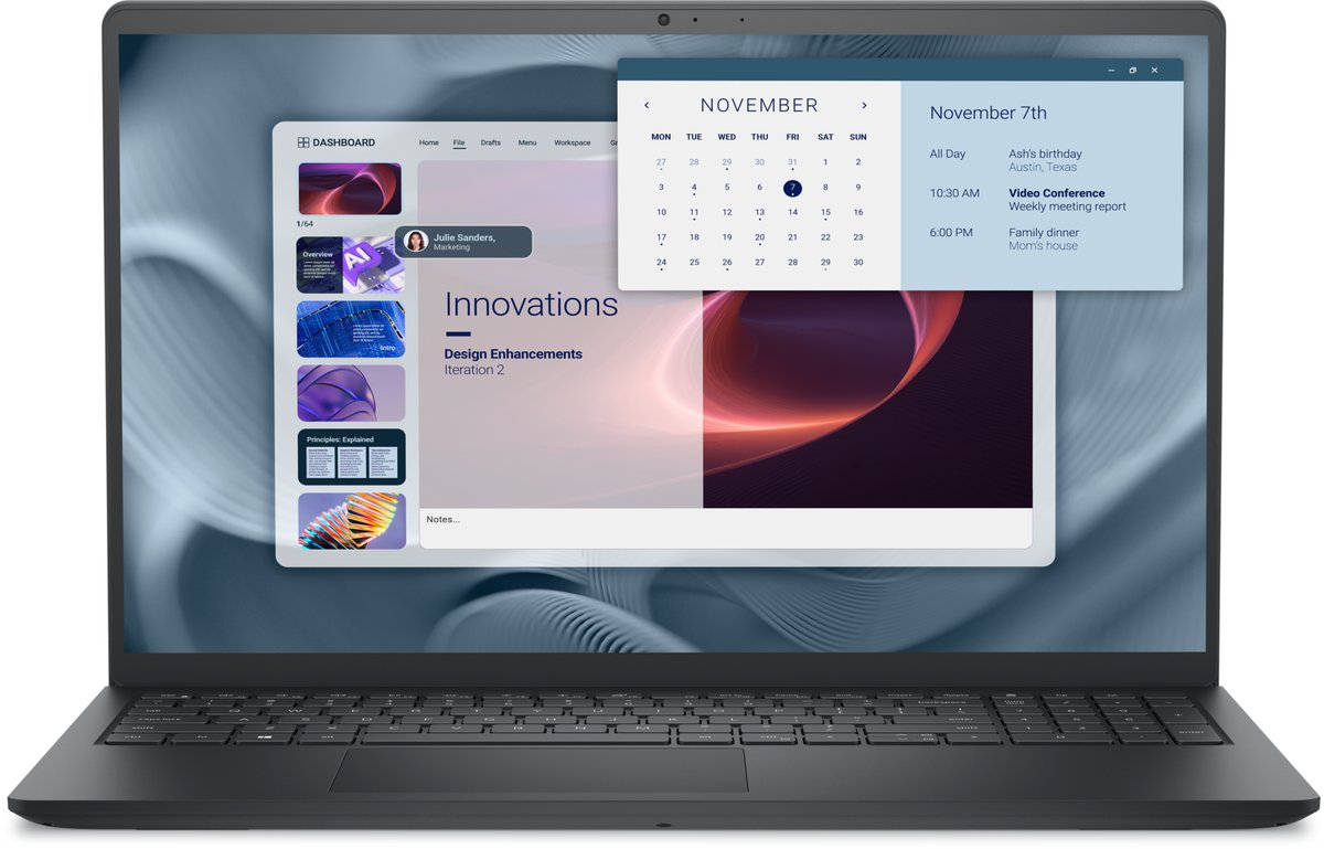 Dell Pro 15 Essential PV15250, Carbon Black, 15.6 inch FHD (1920 x 1080) 120Hz 250 nits WVA Anti- Glare LED Backlit Narrow Border Display, 13th Generation Intel(R) Core(TM) i7-1355U (10 cores, up to 5.00 GHz), 16 GB, 1 x 16 GB, DDR5, 5200 MT/s 1 x Slot Max 16GB, 512GB M.2 PCIe NVMe Solid State Drive, No Optical Drive, Windows 11 Pro, Realtek Wi-Fi 6 RTL8852BE, 2x2, 802.11ax, MU-MIMO, Bluetooth(R) wireless card , Carbon Black Palmrest with Finger Print Reader, English International Non-Backlit Keyboard with Numeric Keypad, 1 USB 3.2 Gen 1 Type-A port; 1 USB 3.2 Gen 1 Type-C data only​; 1 USB 2.0 port ; 1 Global Headset jack; 1 HDMI 1.4 port*​; 1 SD 3.0 card slot; No Lock Slot; No RJ 45, Intel® Graphics,  Dell, Dell Power Manager, McAfee, Support Assist,, Trusted Platform Module (TPM) 2.0, 4-Cell Battery, 54WHr (Integrated), ProSupport Next Business Day Onsite Service after remote diagnosis with HW-SW Support, 36 Month(s), NO 3G/HSDPA/LTE, FHD RGB camera, 65W AC Adapter, 4.5MM