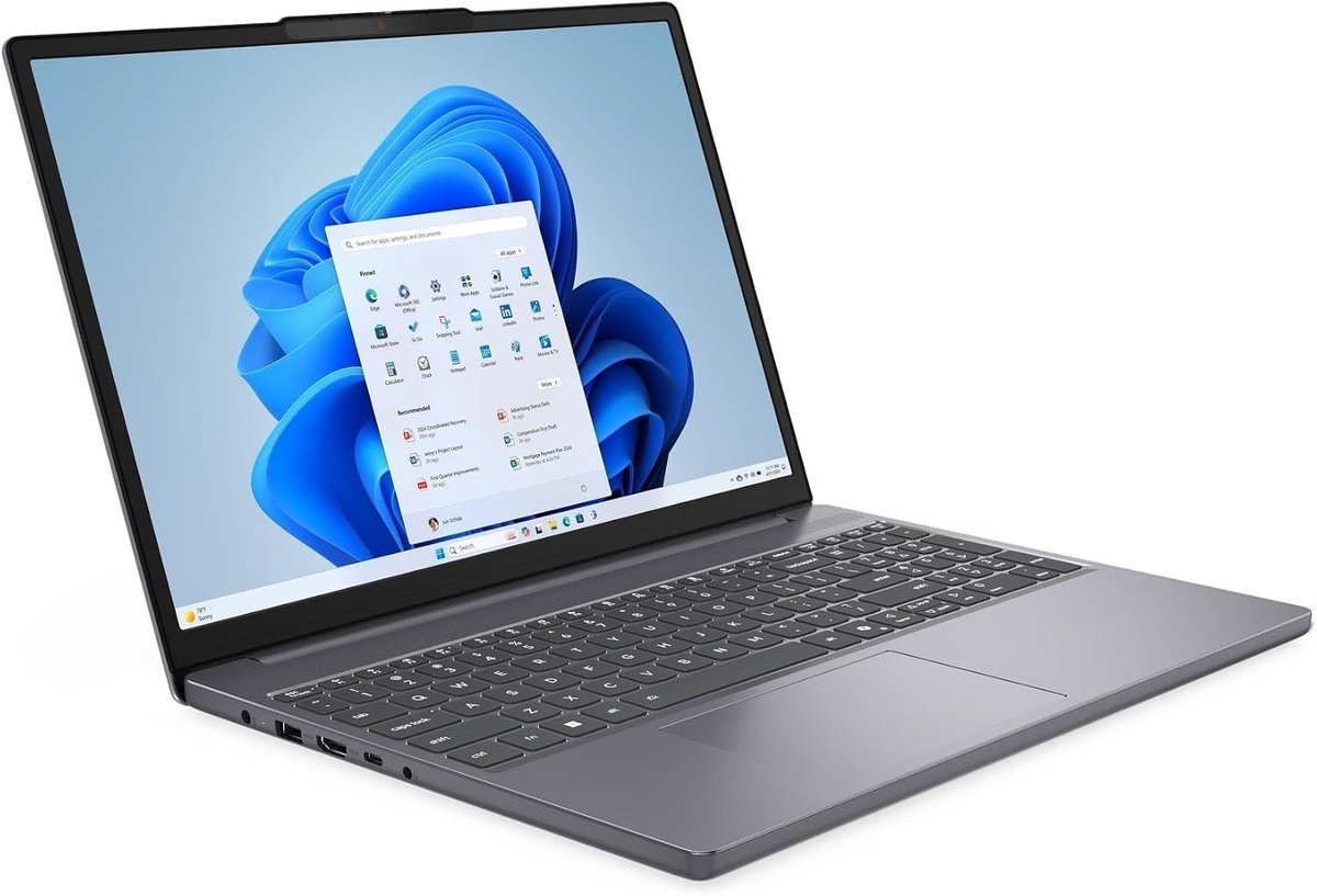 Lenovo IdeaPad Slim 3, 15.3" WUXGA (1920x1200) IPS 300nits Anti-glare, 45% NTSC, 60Hz, Intel® Core™ i7-13620H, 10C (6P + 4E) / 16T, P-core 2.4 / 4.9GHz, E-core 1.8 / 3.6GHz, 24MB, 16GB (8GB Soldered DDR5-4800 + 8GB SO-DIMM DDR5-4800, One memory soldered to systemboard, one DDR5 SO-DIMM slot, dual-channel capable, Up to 24GB), 512GB SSD M.2 2242 PCIe® 4.0x4 NVMe®, No ODD, Integrated Intel® UHD Graphics, Windows® 11 Home Single Language, English, Wi-Fi® 6, 802.11ax 2x2 + BT5.2, No-LTE, 2x USB-A (USB 5Gbps / USB 3.2 Gen 1), 1x USB-C® (USB 5Gbps / USB 3.2 Gen 1), with USB PD 3.0 and DisplayPort™ 1.2, 1x HDMI® 1.4, 1x Headphone / microphone combo jack (3.5mm), 1x SD card reader, 1x Power connector, No Ethernet, Luna Grey, Integrated 50Wh, 65W Round Tip (3-pin), Non-backlit, English, Stereo speakers, 2W x2, optimized with Dolby Audio™, 1 Year Carry-in Warranty