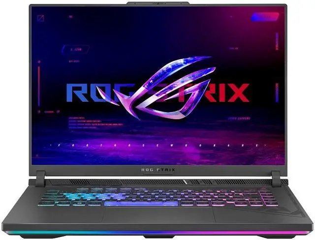 Asus rog strix G16 G614jv-i93210G0W - i9 Fourteen cores ( 20-threads ) + 32Gb ddr5 + Nvidia 4060 + 1Tb NVMe PCiE Gen4x4 SSD with raid support- AURA SYNC RGB keyboard + 2x speakers with dolby atmos + 2-mic array , 84-blades Arc Flow fan with 7x heatpipes- intel Raptor Lake Core i9-13980HX - 6x Performance-cores with Hyper-Threading + 8x Energy-efficient-cores , 20(12+8) threads , P-Core : 2.2 / 5.6Ghz boost , E-Core : 1.6 /4Ghz boost ( with VT-x+ VT-d+ TXT , 10nm ; 36mb L2 cache ) , 32Gb DDR5-4800 ( 16Gb x2 , 2 slots upto 64Gb ) , nvidia geforce RTX4060 discrete vga ( 3072CUDA Cores , 1545/1890mhz , 8Gb 128bit DDR6 , 16000mhz , 256Gb/sec memory bandwidth , 96x TMUs , 32x RoPS , Tensor / RT cores : 96/24 with 3mb L1 + 32mb L2 cache , 60 GPexels/Sec , 181 GTexels/Sec , 11610 GFLoPS ) with HDMi + DisplayPort (via type-C) dual outputs , 16" WQXGA iPS ( 2560x1600 ), 1Tb NVMe PCiE Gen4x4 SSD , no optical , no card reader , 720P webcam + bluetooth + 802.11AX WiFi-6E + 2.5 gigabit lan + 1x USB3 type-C/Thunderbolt4 ( 40Gbps ) + 1x USB3 type-C ( Gen2 10Gbps / 1 DisplayPort ) + 2x USB3 type-A ( Gen2 10Gbps ) , 4Cells battery ( 90 Whrs ) , built-in numeric keypad - with windows 11 home + 30days office365 Home Premium Ready with skype - 2 years international warranty