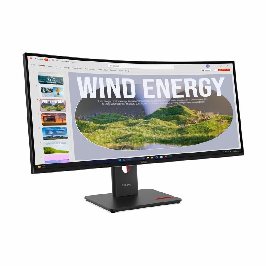 Lenovo SMB ThinkVision T34WD-40 34 inch Ultrawide QHD Curved Monitor (VA Panel  120Hz    4ms  HDMI  DP    USB-C 96W PD  Ethernet  Phone Holder) - Tilt/Swivel/Lift Stand