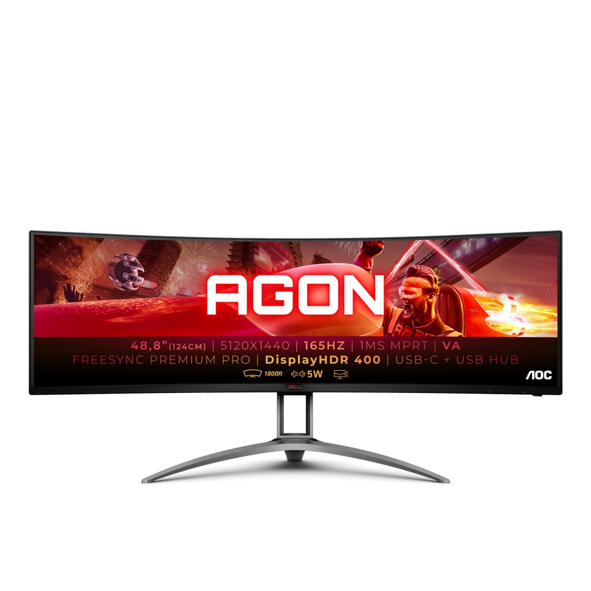 AOC AG493UCX2 AGON 5K Monitor|Curved 49 inch|Dual QHD 5120x1440 165Hz|1ms|HDMI DP UCB-C|VESA|FreeSync Premiu|2YR Warranty